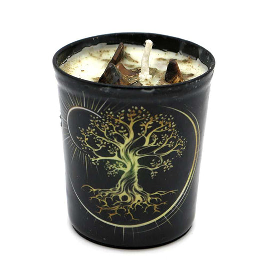 Candle Votive Scented Candle with Herbs and Crystal Stones - Golden Tree of Life 14204-DEEKEY 7 $ The Witches Sage LLC Stew's Incense
