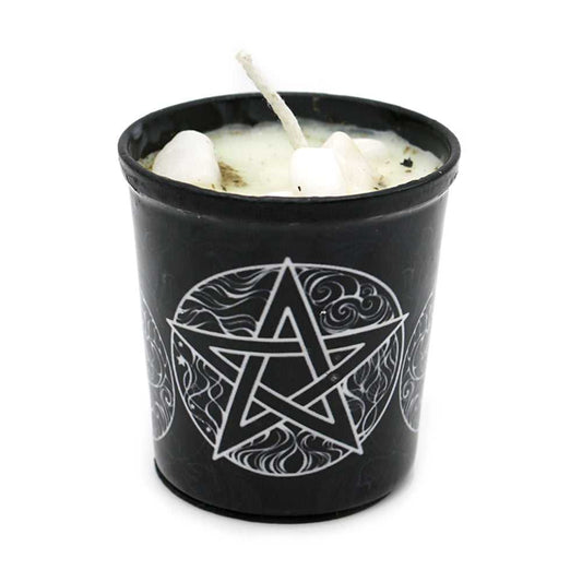 Candle Votive Scented Candle with Herbs and Crystal Stones - Pentacle 14203-DEEKEY 7 $ Shop All The Witches Sage LLC Stew's Incense