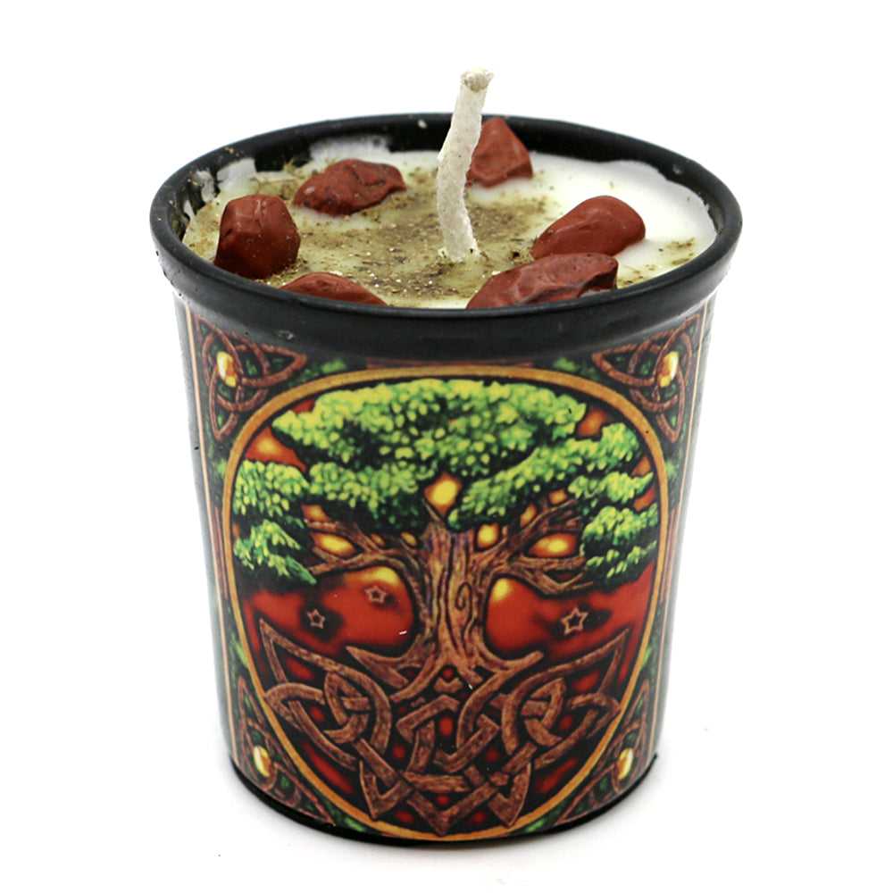 Candle Votive Scented Candle with Herbs and Crystal Stones - Tree of Life 14201-DEEKEY 7 $ Shop All The Witches Sage LLC Stew's Incense
