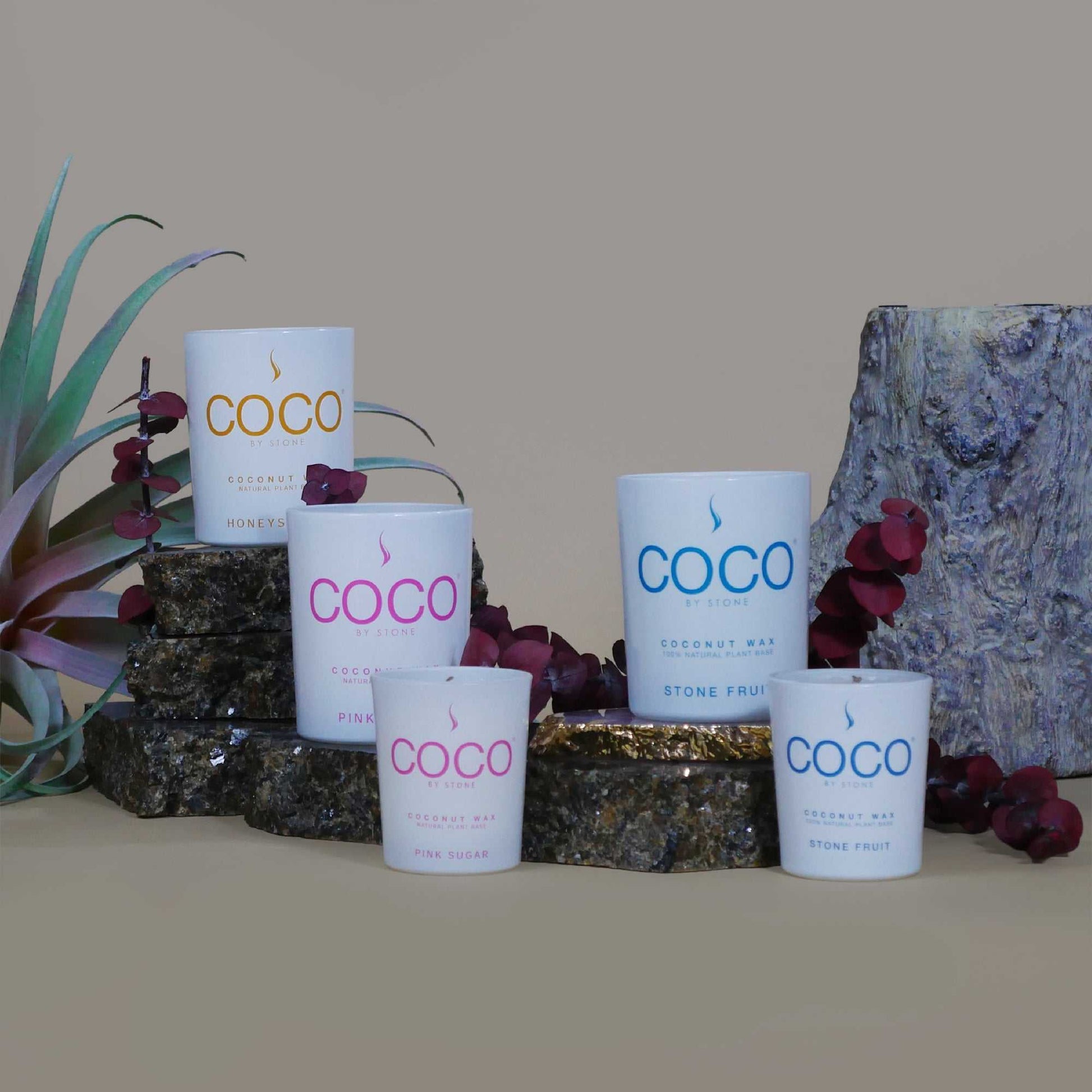 COCO Candle Blue Birch Natural Coconut Apricot Wax Candle COCO6BB 24 $ Shop All Stone Candles Stew's Incense