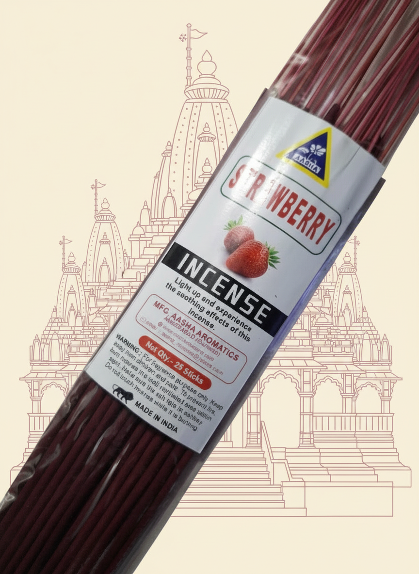 Aasha Strawberry Jumbo Incense Sticks-16 Inch-25 Sticks