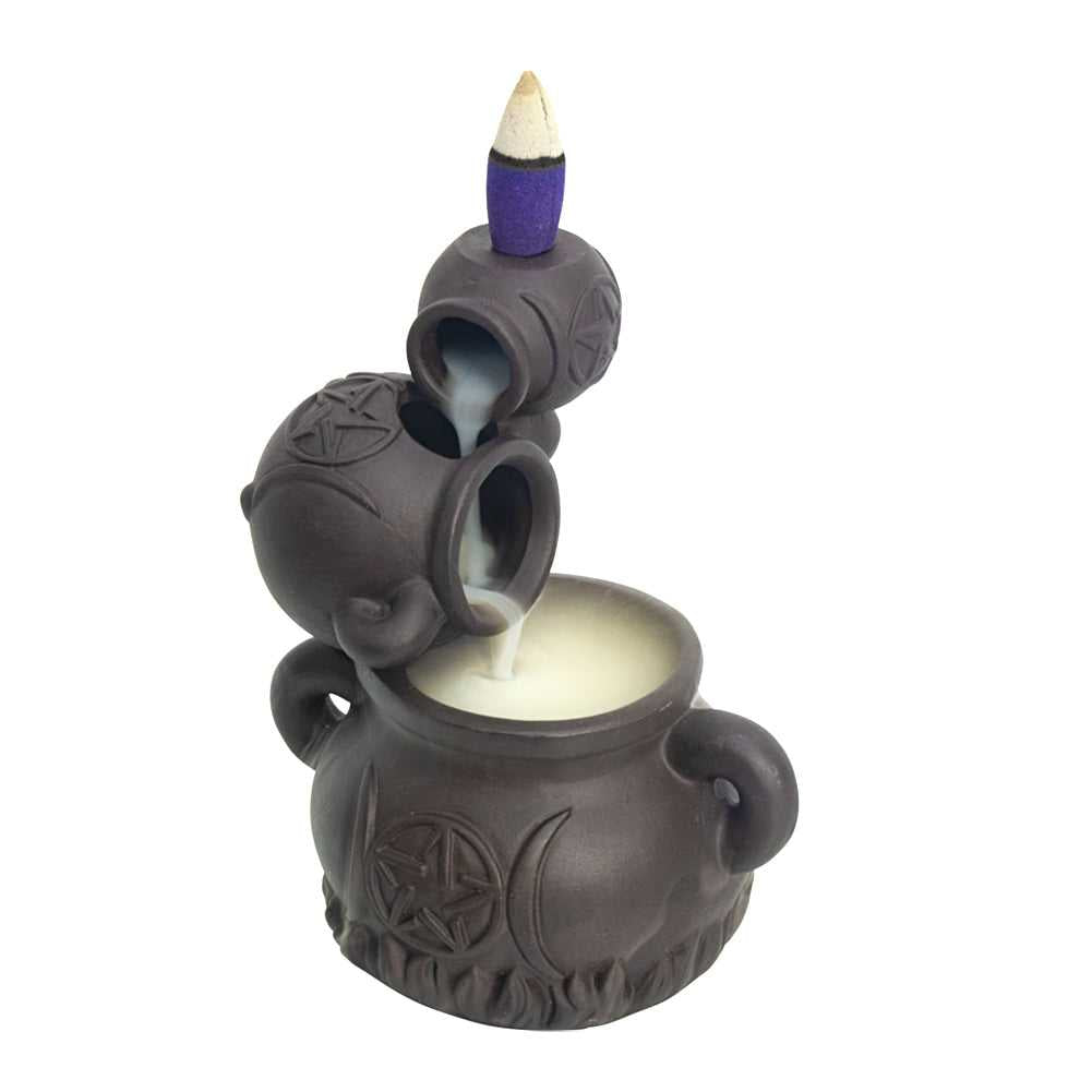 Incense Burner Triple Moon Pentagram Cauldron Backflow Cone Burner 89701 (BFL-39) 23 $ Shop All The Witches Sage LLC Stew's Incense