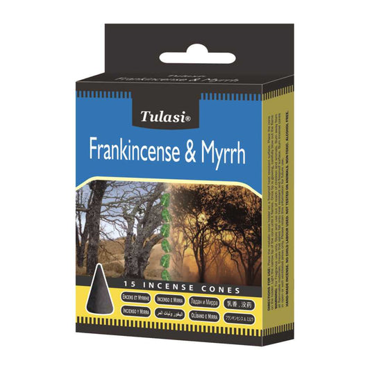 Incense Tulasi Frankincense and Myrrh Incense Cones 3205 1 $ Shop All The Witches Sage LLC Stew's Incense