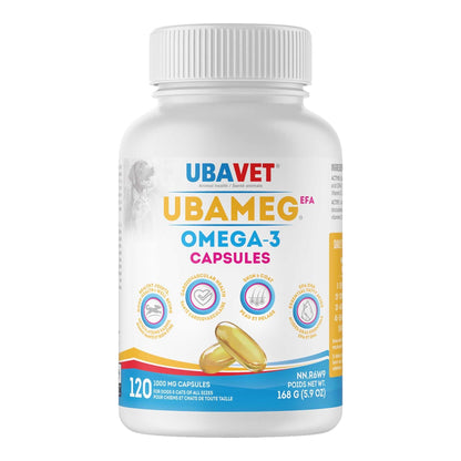 Animal Health UBAVET Ubameg EFA 1000mg Omega-3 Fatty Acid Capsules for Dogs & Cats (120 caps) UVUS3010 41 $ Pet Lovers Store American Pet Supplies Stew's Incense