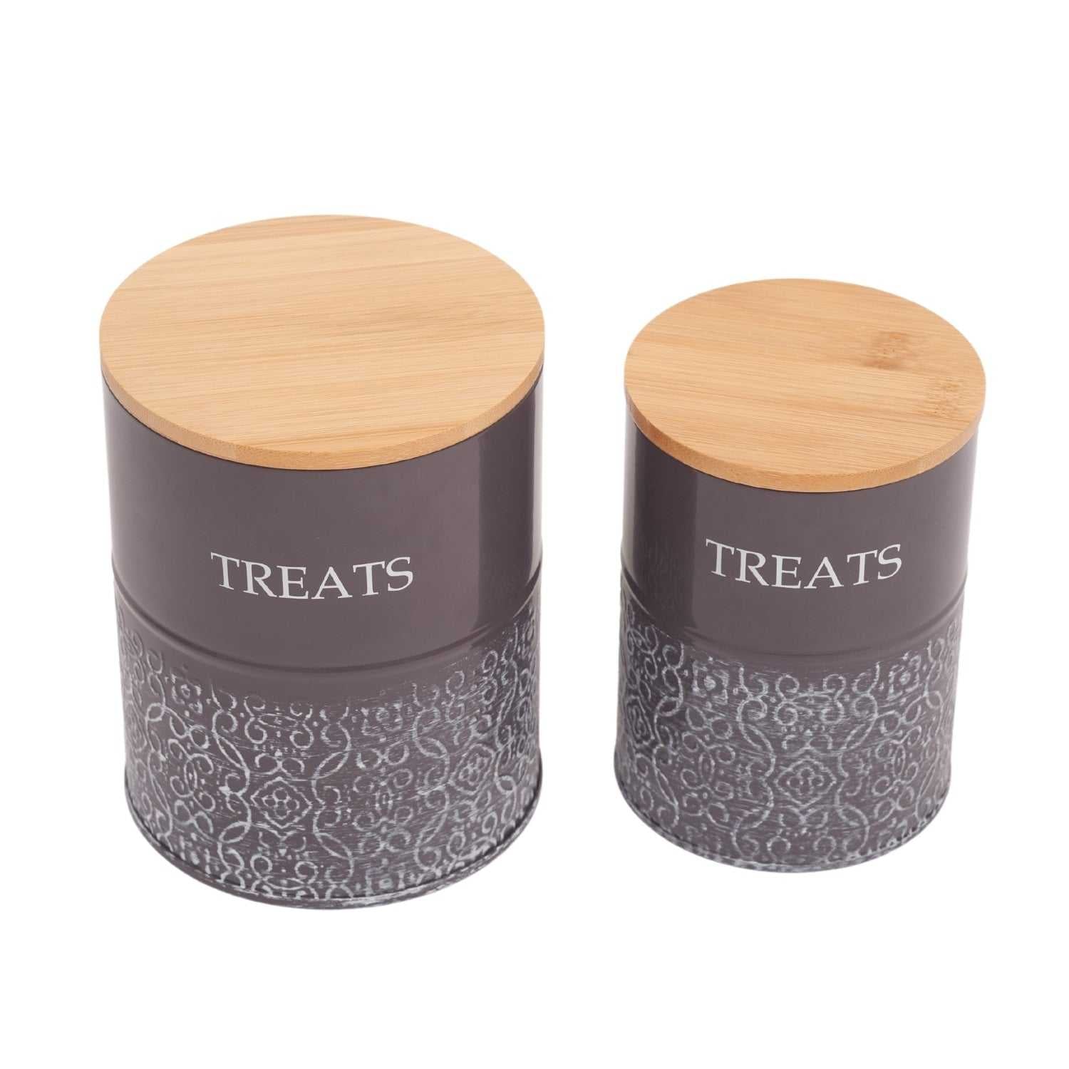 Containers Country Living Dog Treat Canisters - Set of 2 Carbon Steel Jars with Bamboo Lids – Volcanic Gray PL3250S 29 $ Pet Lovers Store American Pet Supplies Stew's Incense