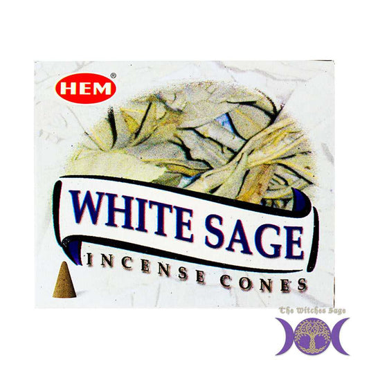 Incense HEM White Sage Incense Cones HMC30 (WS12) 1 $ Shop All The Witches Sage LLC Stew's Incense