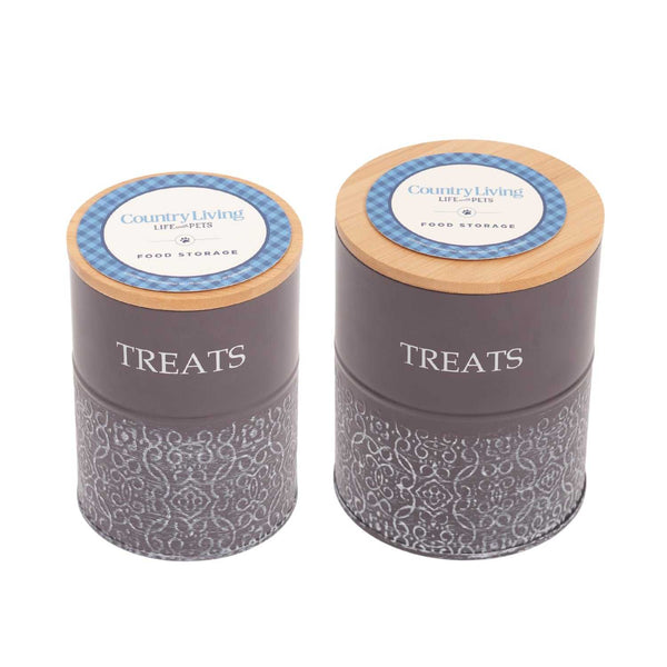 Containers Country Living Dog Treat Canisters - Set of 2 Carbon Steel Jars with Bamboo Lids – Volcanic Gray PL3250S 29 $ Pet Lovers Store American Pet Supplies Stew's Incense