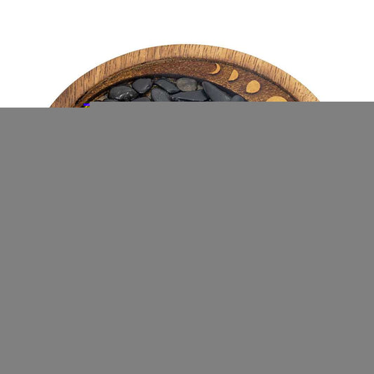 Incense Burner Laser Etched Wood Round Incense Holder - Wolf w/ Black Onyx Inlay 90127 9 $ Shop All The Witches Sage LLC Stew's Incense