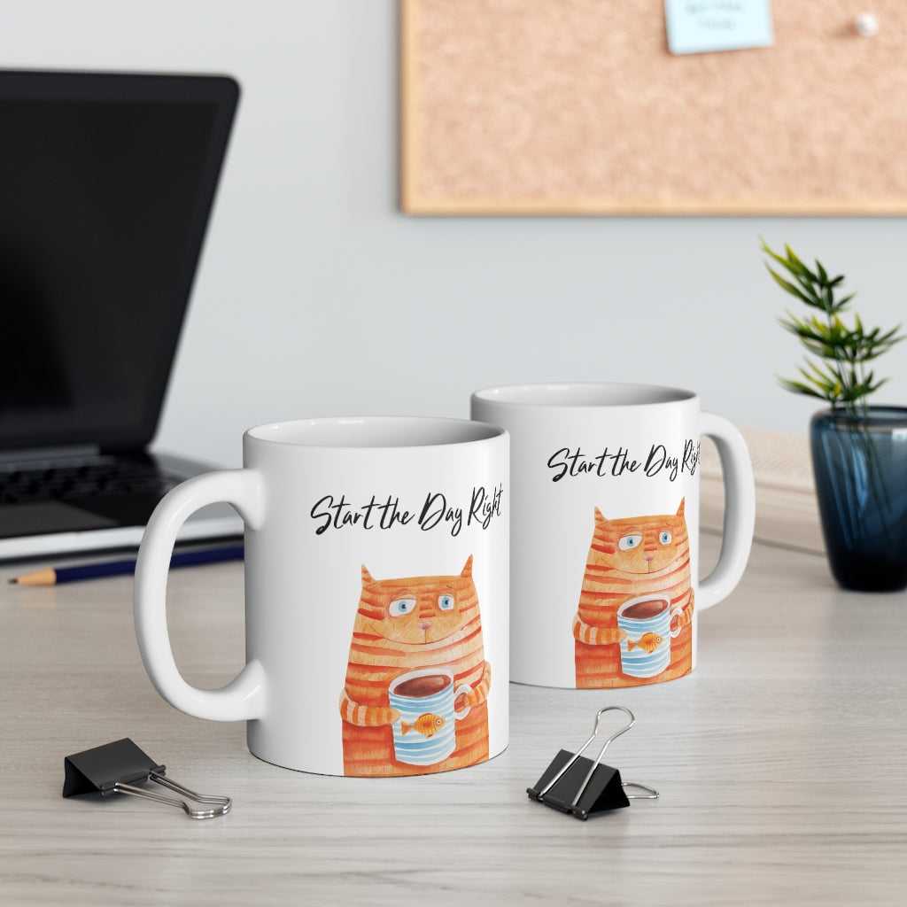Mug Start the Day Right Cat Holding Goldfish Coffee Tea Mug 2894009110 24 $ Mugs Onetify Stew's Incense