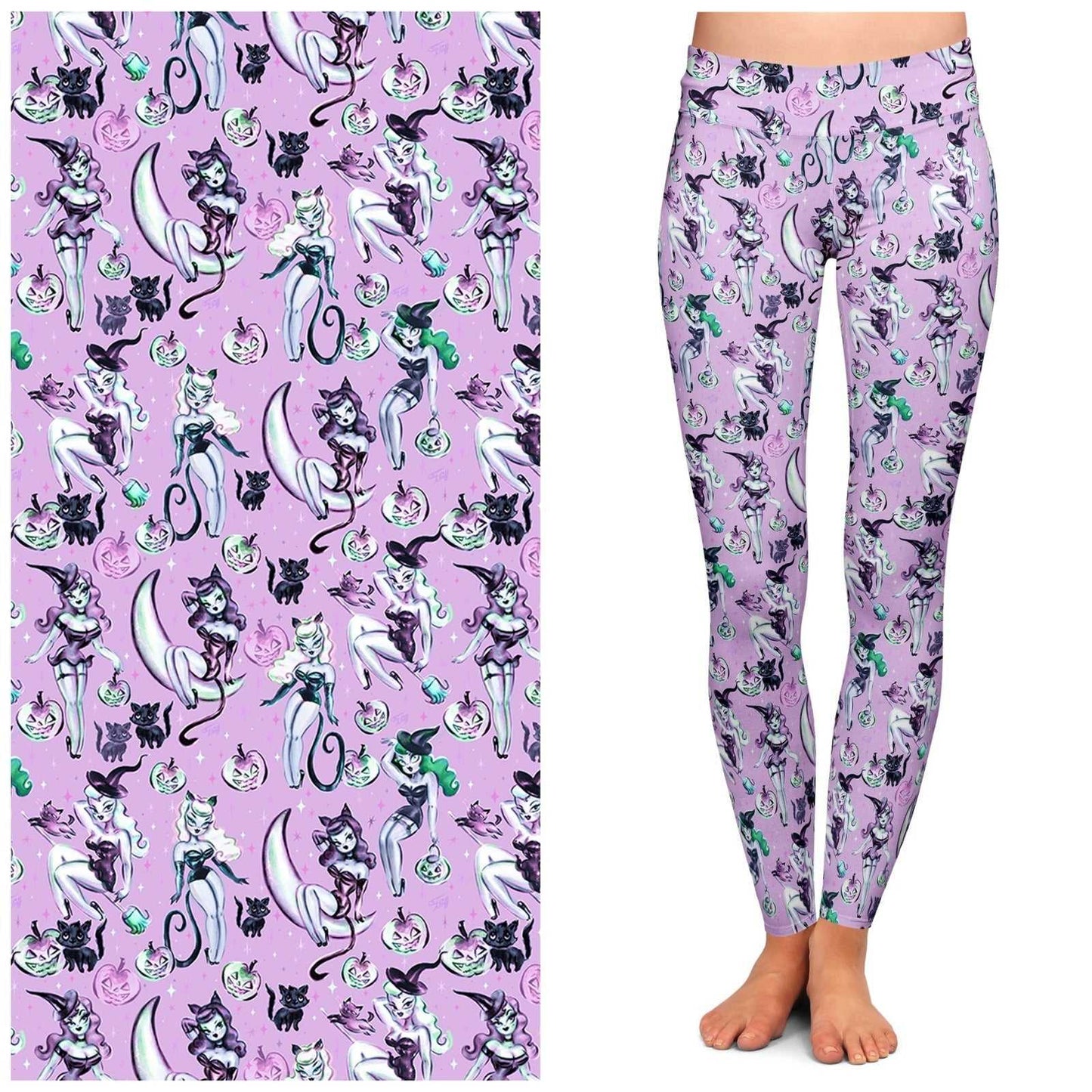 Leggings "Vintage Witches" Light Leggings by Miss Fluff x Lipstick & Chrome LCL-25A 24 $ Quirks! Stew's Incense