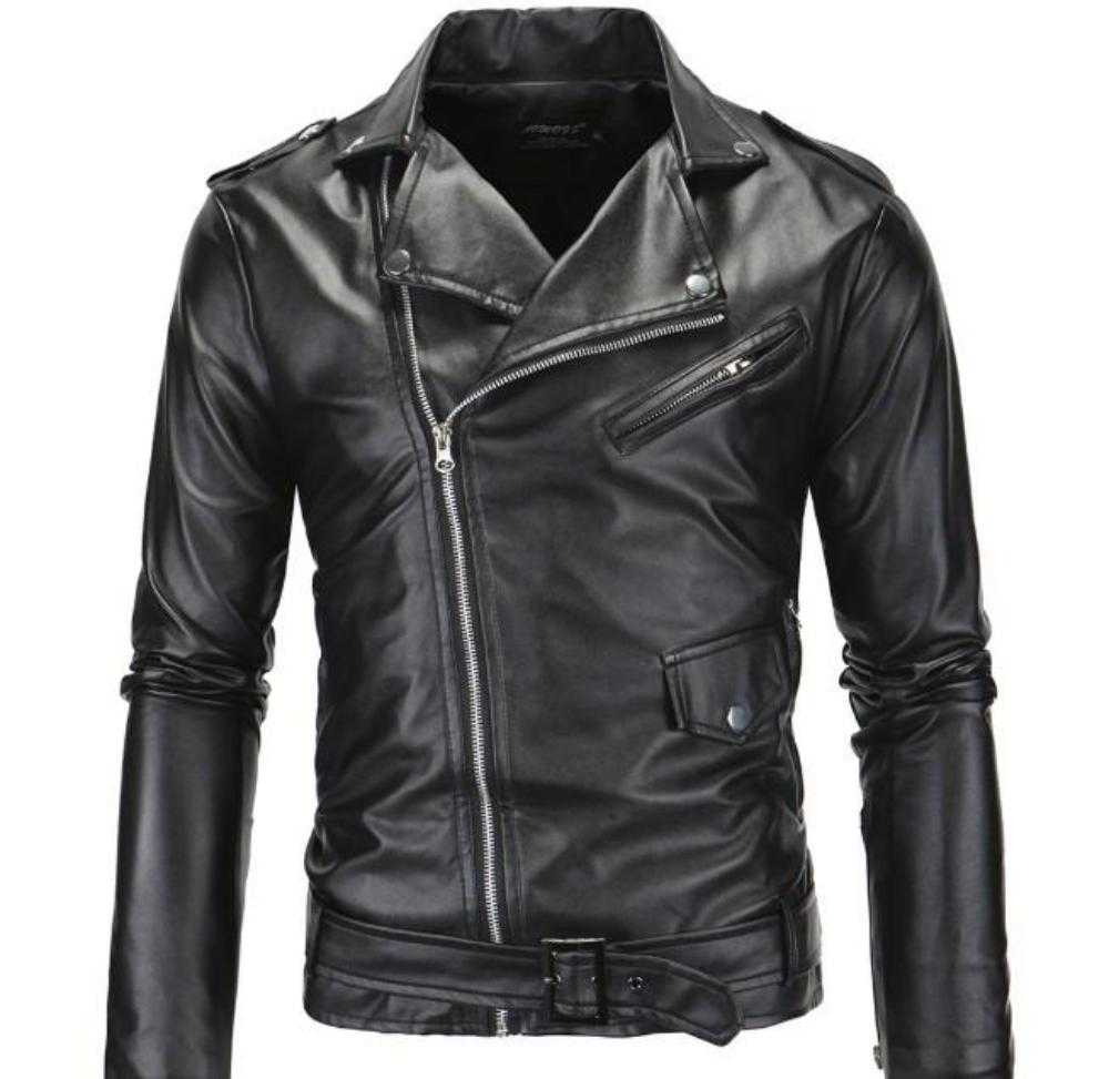 Mens Biker Jacket Mens Faux Leather Biker Zipper Jacket CLAM767876E-BLK-S 76 $ Coats Onetify Stew's Incense