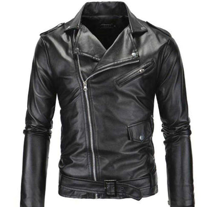 Mens Biker Jacket Mens Faux Leather Biker Zipper Jacket CLAM767876E-BLK-S 76 $ Coats Onetify Stew's Incense