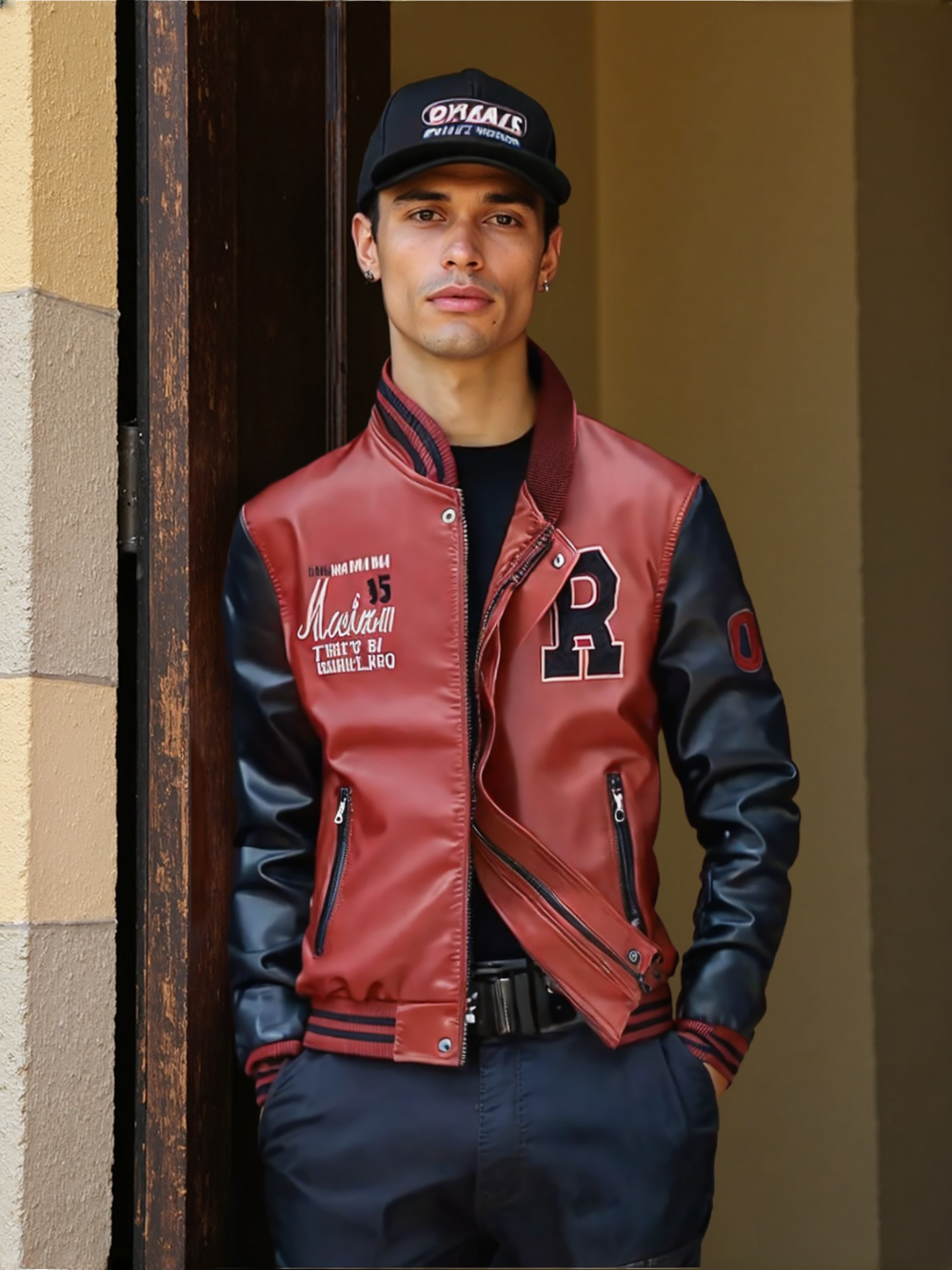Men Jacket Promo 2025 Mens Baseball Faux Leather Jacket OP0323MJ-YEL-S 86 $ Coats Onetify Stew's Incense