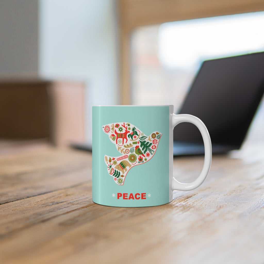 Mug Christmas Dove with Peace Ceramic Mug 11oz 3576388893 24 $ Mugs Onetify Stew's Incense