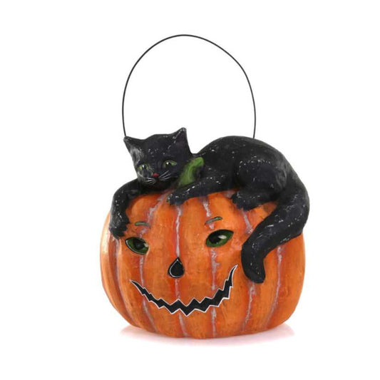 Seasonal Decor, Halloween Cat With Pumpkin Paper Mache Candy Bucket - Shipping 9/20 MS-6528-CP 99 $ Quirks! Stew's Incense