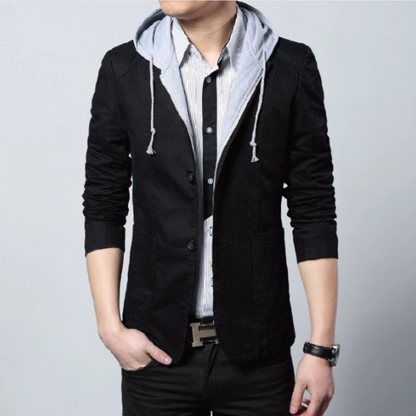 Men Blazer Mens Street Style Hooded Blazer in Black CMU30231C47-BLK-XS 64 $ Coats Onetify Stew's Incense