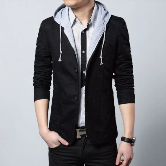 Men Blazer Mens Street Style Hooded Blazer in Black CMU30231C47-BLK-XS 64 $ Coats Onetify Stew's Incense