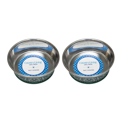 Bowl Country Living Set of 2 Stainless Steel Dog Bowls – Farmhouse Style, Ideal for Small to Medium Dogs DMD007 24 $ Pet Lovers Store American Pet Supplies Stew's Incense