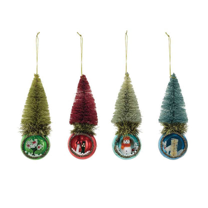 Christmas Glass Diorama Ornament w/ Bottle Brush Tree, Set of 4 XS6870A 39 $ Christmas Quirks! Stew's Incense