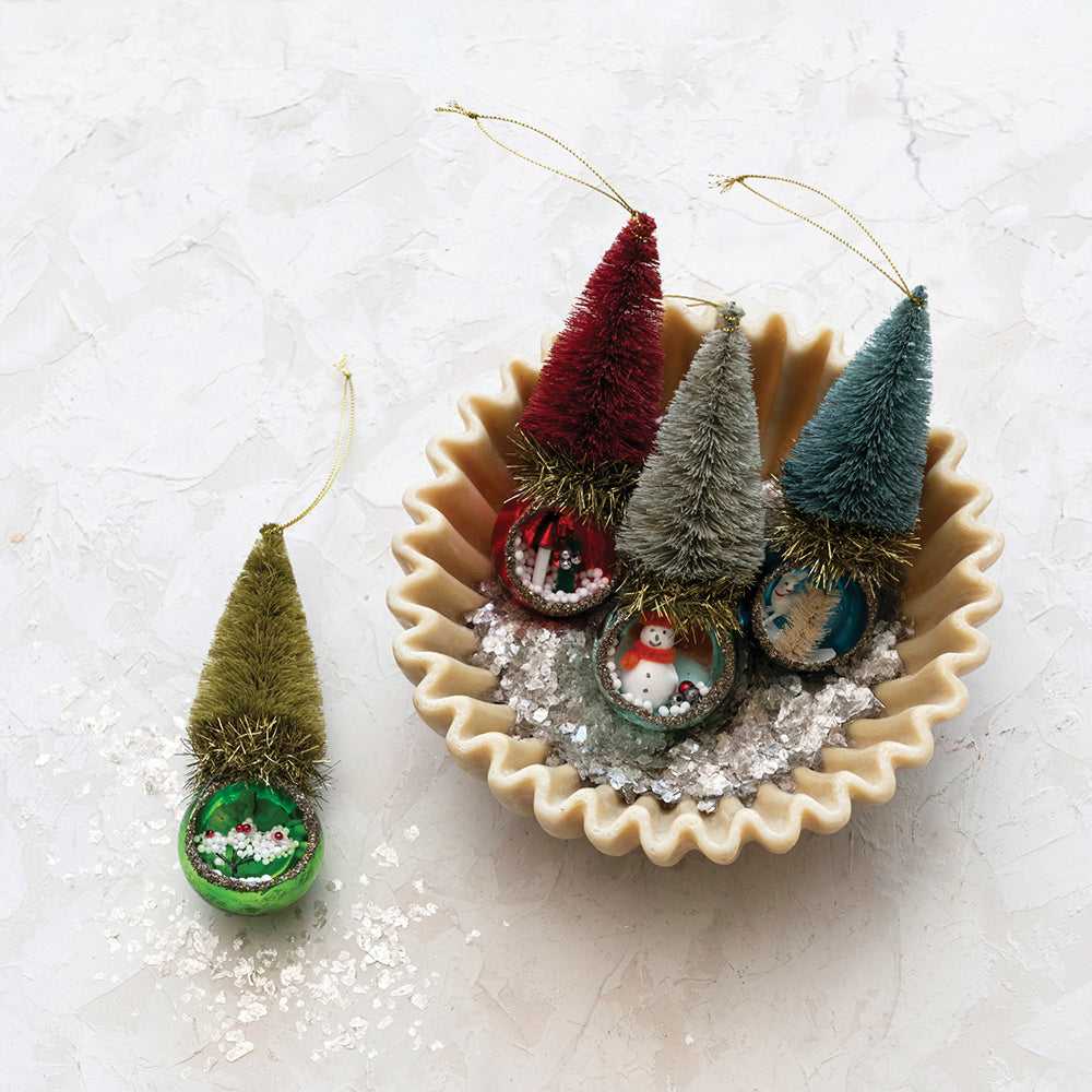 Christmas Glass Diorama Ornament w/ Bottle Brush Tree, Set of 4 XS6870A 39 $ Christmas Quirks! Stew's Incense
