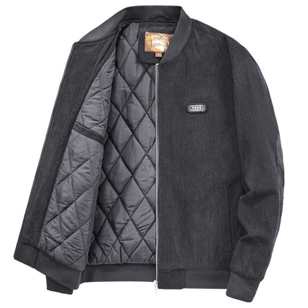 Men Jacket Promo 2025 Mens Round Collar Winter Zipped Up Elbow Patch Jacket CSY093850EBM1-KHK-S 86 $ Coats Onetify Stew's Incense