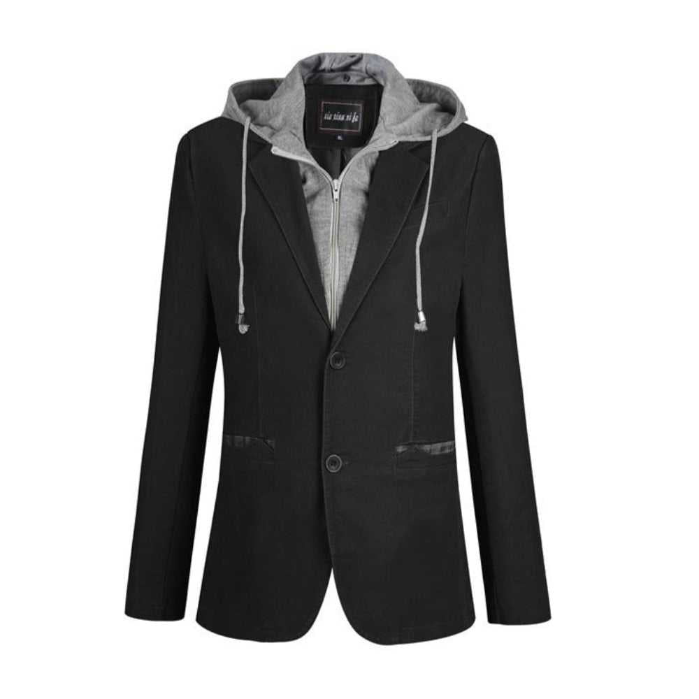 Men Blazer Mens Street Style Hooded Blazer in Black CMU30231C47-BLK-XS 64 $ Coats Onetify Stew's Incense