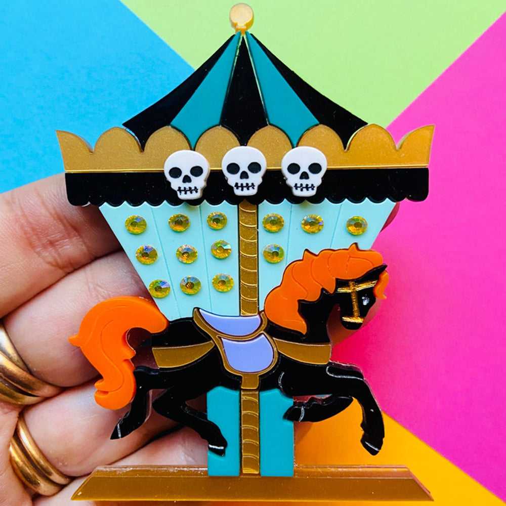 Brooches Creepy Funfair Collection - Carousel Horse with Skulls Acrylic Brooch by Makokot Design 1303864389 44 $ Quirks! Stew's Incense