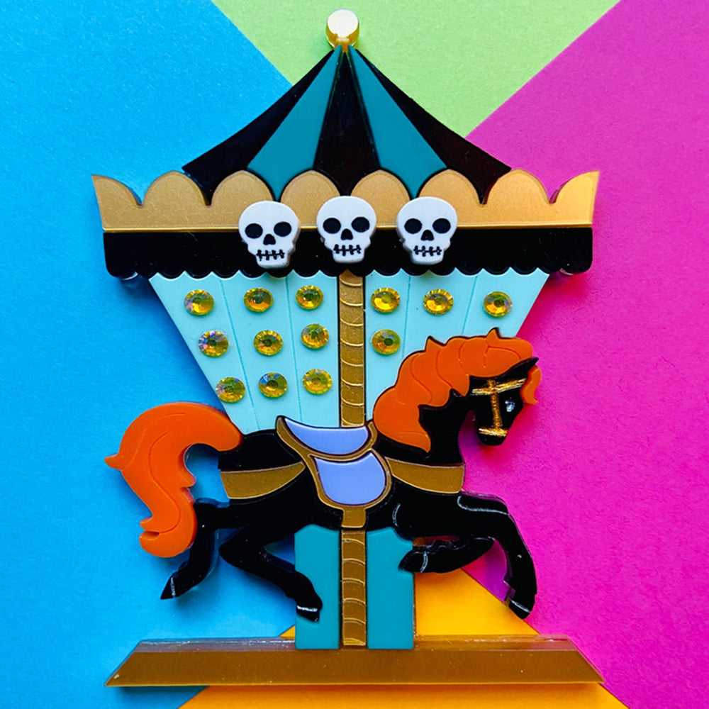 Brooches Creepy Funfair Collection - Carousel Horse with Skulls Acrylic Brooch by Makokot Design 1303864389 44 $ Quirks! Stew's Incense