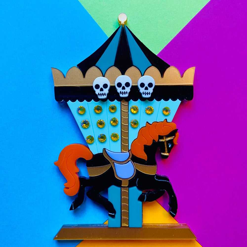 Brooches Creepy Funfair Collection - Carousel Horse with Skulls Acrylic Brooch by Makokot Design 1303864389 44 $ Quirks! Stew's Incense