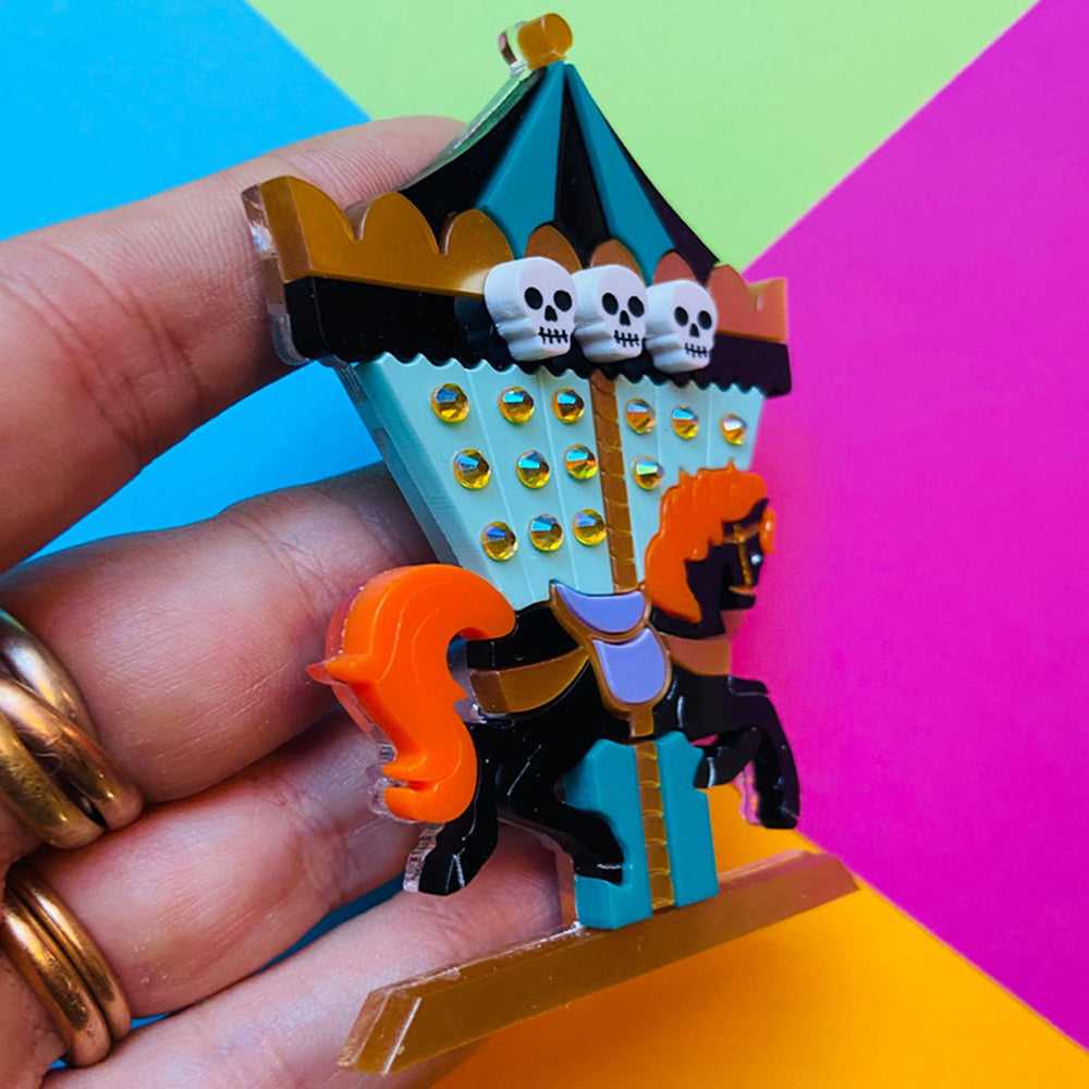 Brooches Creepy Funfair Collection - Carousel Horse with Skulls Acrylic Brooch by Makokot Design 1303864389 44 $ Quirks! Stew's Incense