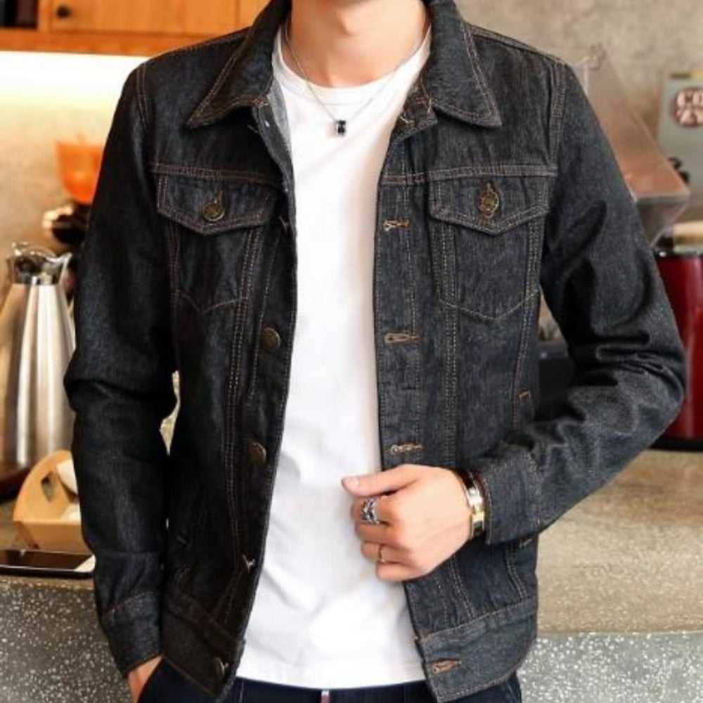 Denim Jackets Men Classic Dual Pocket Denim Jean Jacket OPMJ06301A-BLU-XS 69 $ Coats Onetify Stew's Incense