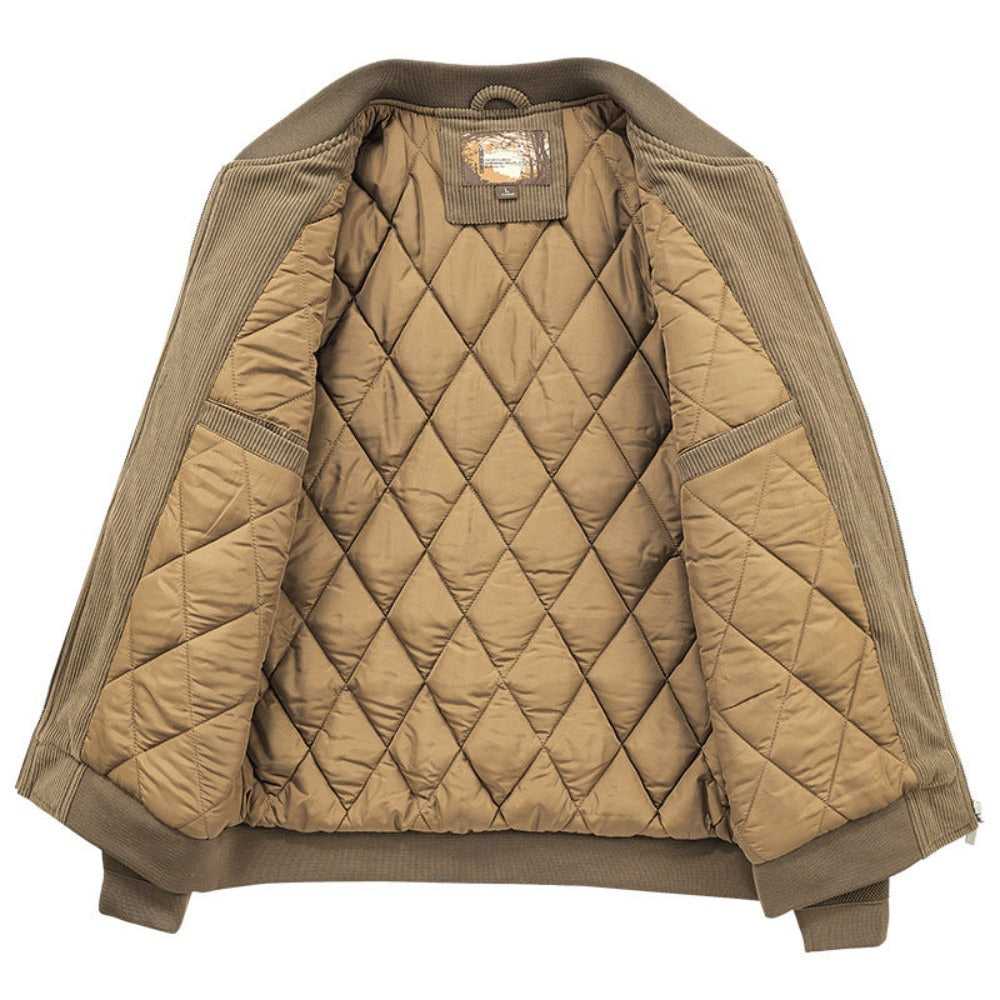 Men Jacket Promo 2025 Mens Round Collar Winter Zipped Up Elbow Patch Jacket CSY093850EBM1-KHK-S 86 $ Coats Onetify Stew's Incense