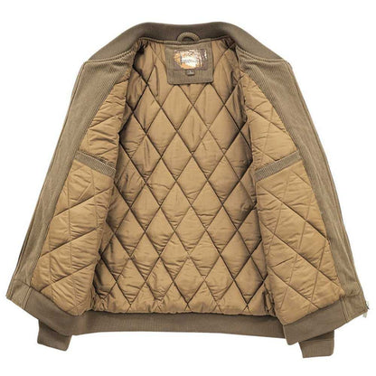 Men Jacket Promo 2025 Mens Round Collar Winter Zipped Up Elbow Patch Jacket CSY093850EBM1-KHK-S 86 $ Coats Onetify Stew's Incense