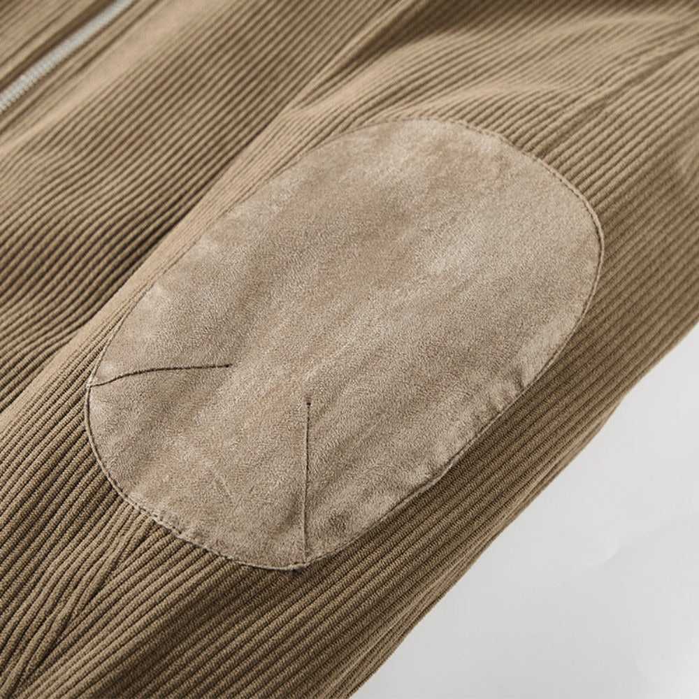 Men Jacket Promo 2025 Mens Round Collar Winter Zipped Up Elbow Patch Jacket CSY093850EBM1-KHK-S 86 $ Coats Onetify Stew's Incense