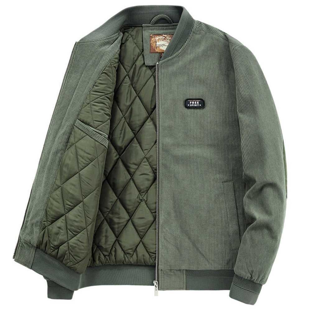 Men Jacket Promo 2025 Mens Round Collar Winter Zipped Up Elbow Patch Jacket CSY093850EBM1-KHK-S 86 $ Coats Onetify Stew's Incense