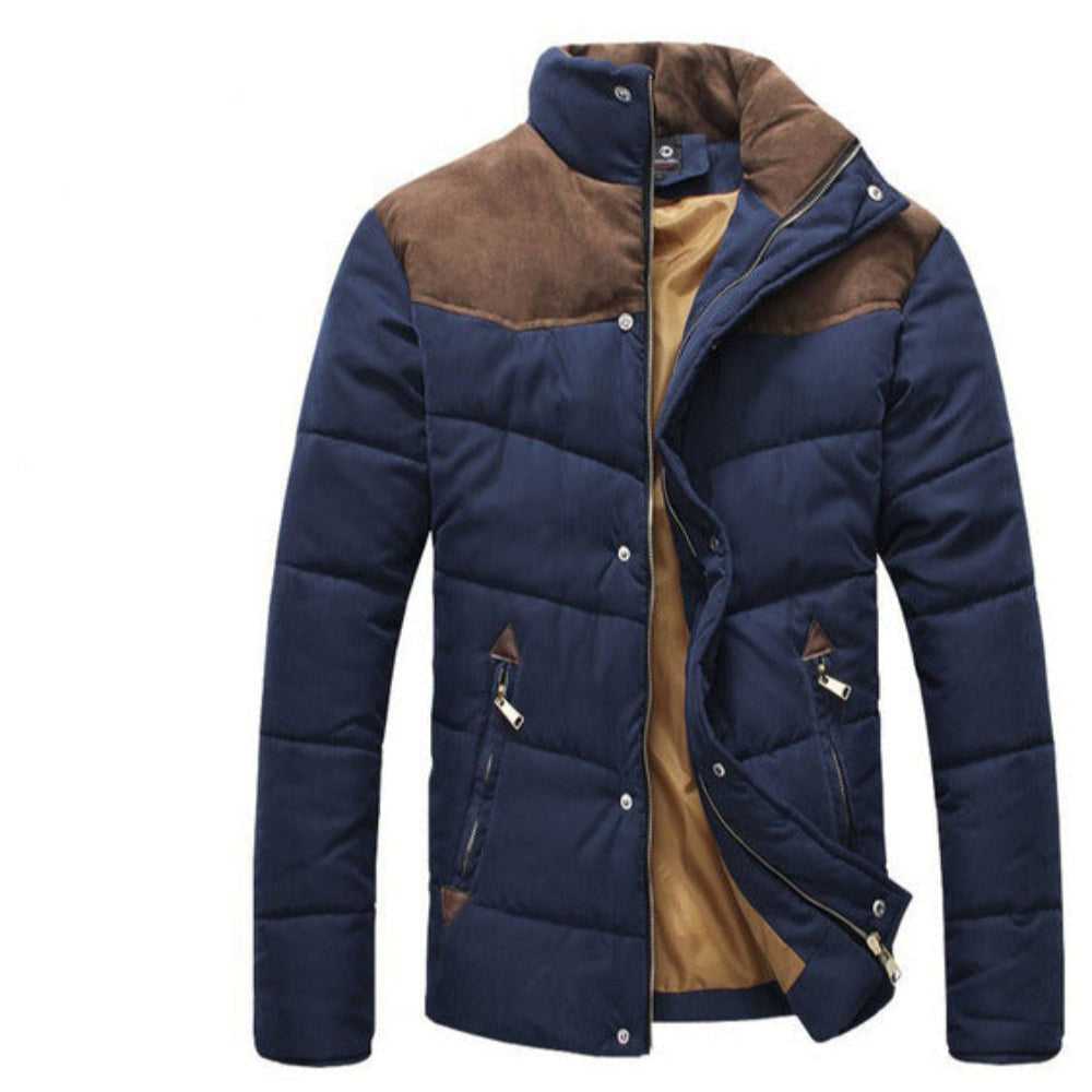 Men Coats Mens Stand Collar Puffer Jacket in Navy Blue OPSJ1204A1-NVY-S 79 $ Coats Onetify Stew's Incense