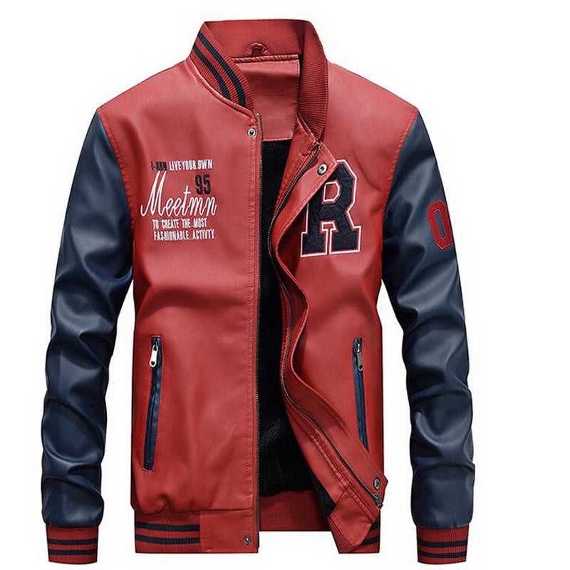 Men Jacket Promo 2025 Mens Baseball Faux Leather Jacket OP0323MJ-YEL-S 86 $ Coats Onetify Stew's Incense