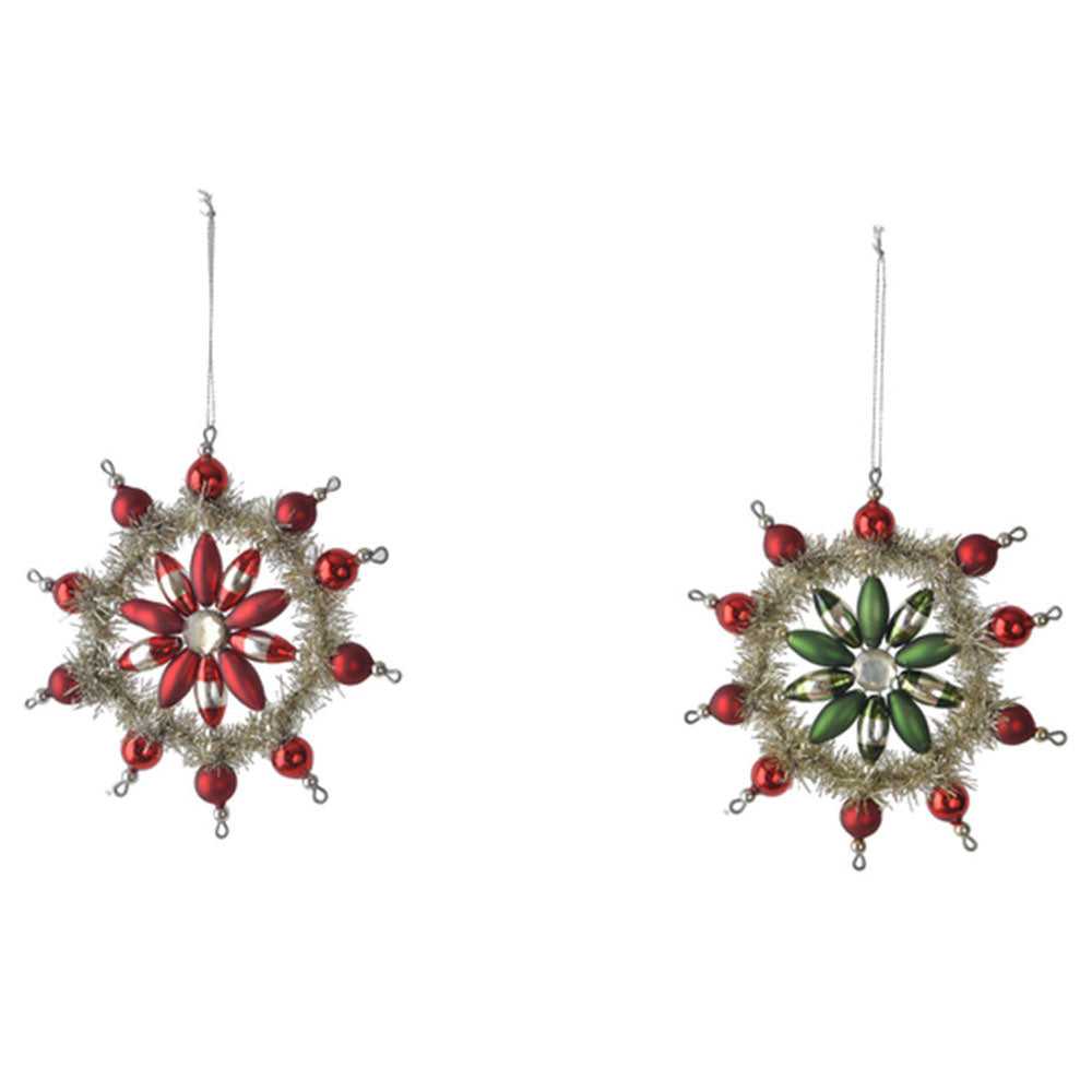 Holiday Ornaments Vintage Style Glass & Tinsel Snowflake Ornament GREEN MX184605_01D3 16 $ Christmas Quirks! Stew's Incense