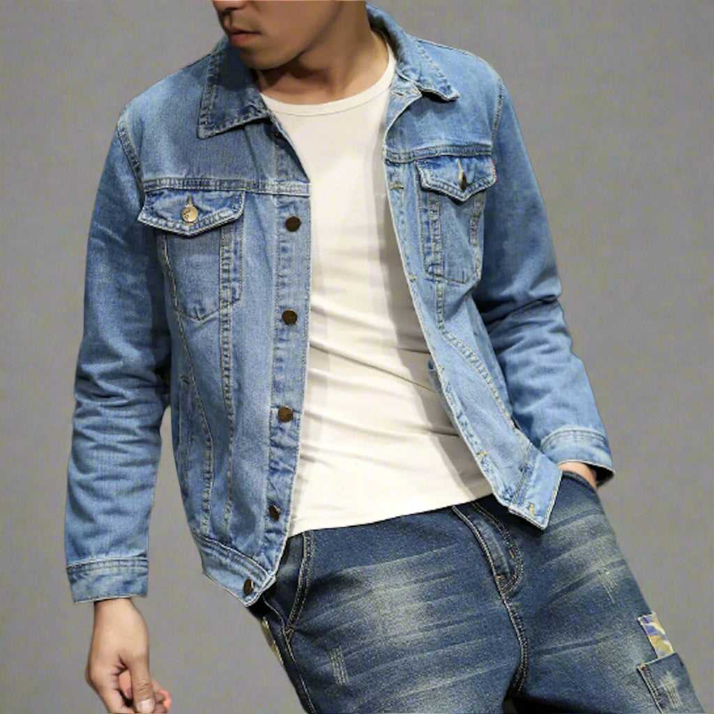 Denim Jackets Mens Trucker Denim Jacket OPMJ06014D-DBLU-XS 64 $ Coats Onetify Stew's Incense