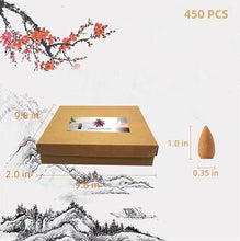 Load image into Gallery viewer, 450 pcs Backflow Incense Cones 9 Kinds Incense Cones for Waterfall Incense Burner Natural Incense for Meditation Relax