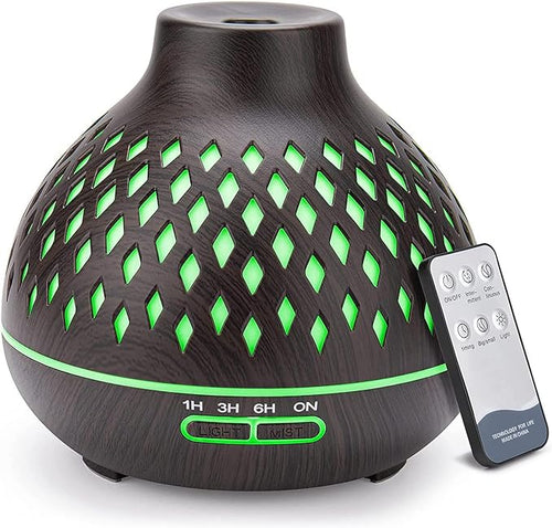SPLITSKY 500ML Diffusers for Essential Oils Large Room, Cool Mist Aromatherapy Air Scent Diffuser with Remote Control,10 Hours of Quiet Operation, 7 LED Light Lolors, Timer, for Bedroom,Home