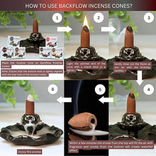 Load image into Gallery viewer, Trumiri Woody Backflow Incense Variety Pack - 60 Total Incense Cones in 6 Scents (White Sage, Palo Santo, Dragons Blood, Sandalwood) - Incense Waterfall Cones