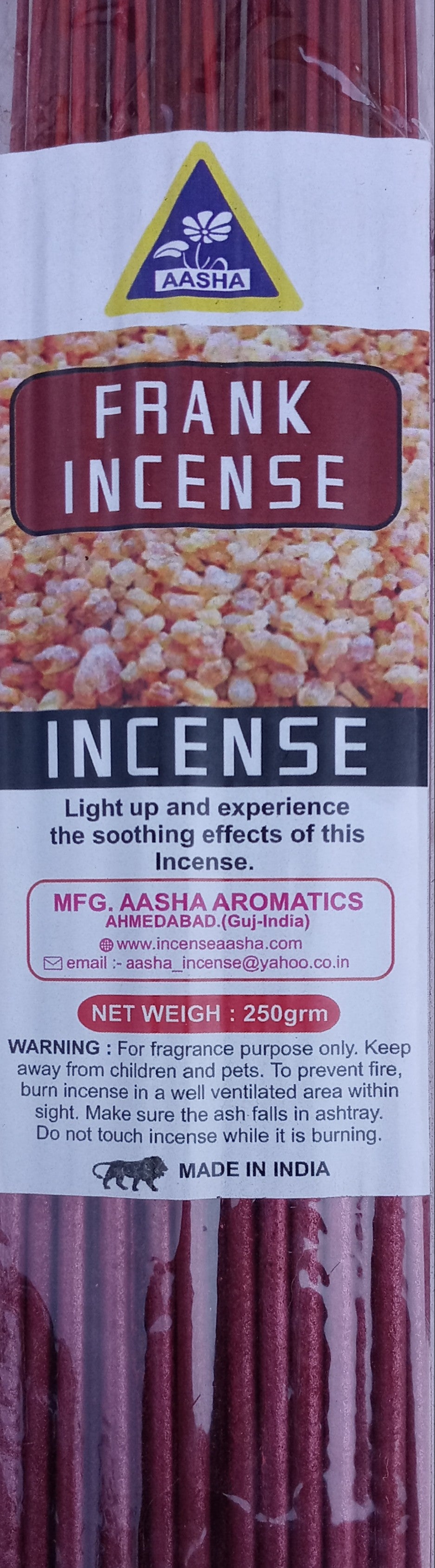 Aasha Frank Incense Jumbo Incense Sticks-16 Inch-40 Sticks
