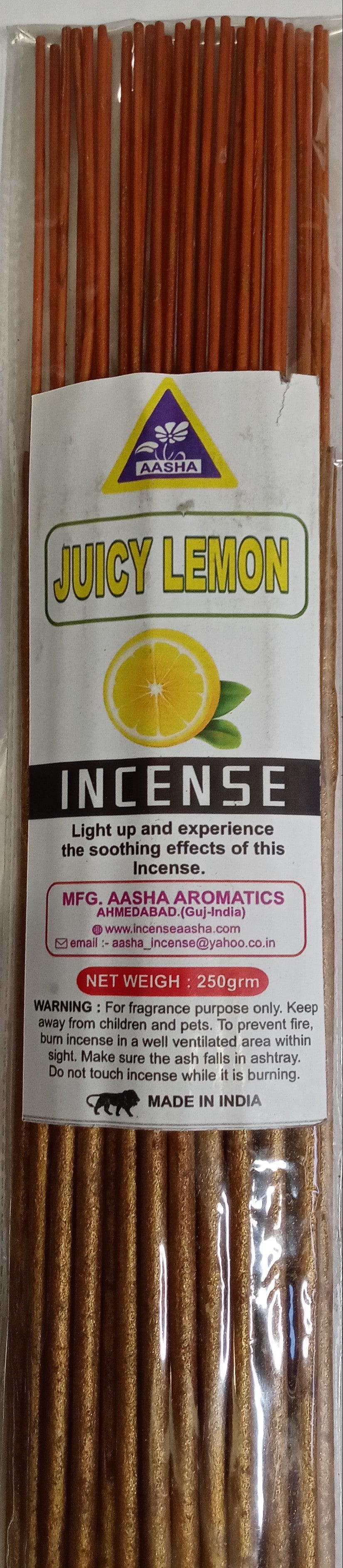 Aasha Juicy Lemon Jumbo Incense Sticks-16 Inch-40 Sticks